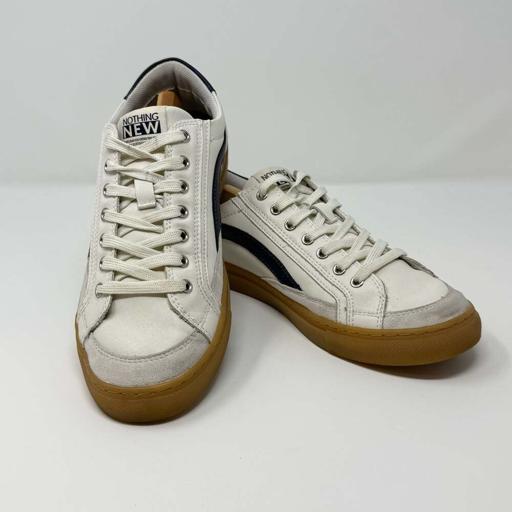 Nothing New Saga One Low Top Gum Sole Sneakers in White and Navy